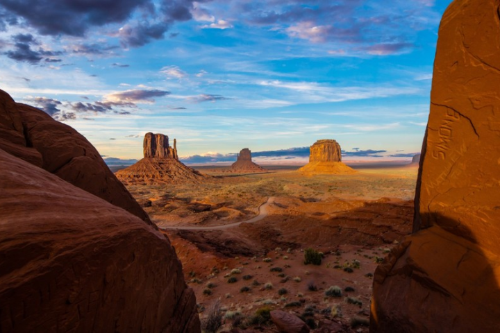 a canyon with a mountain in the background